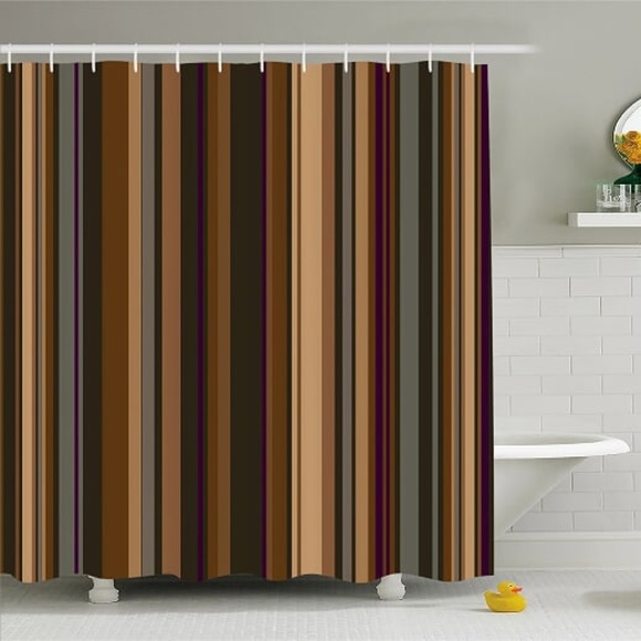 Ambesonne Bath Shower Curtain Retro Vertical Stripes Print